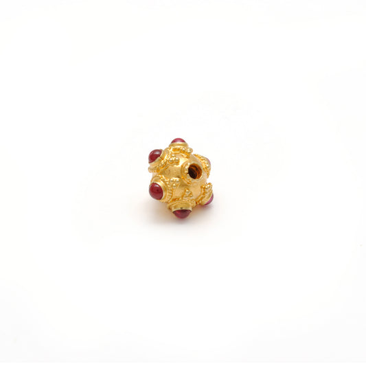 18 Karat Gold Rondelle Ruby Stone Spacer Beads Finding - view 3