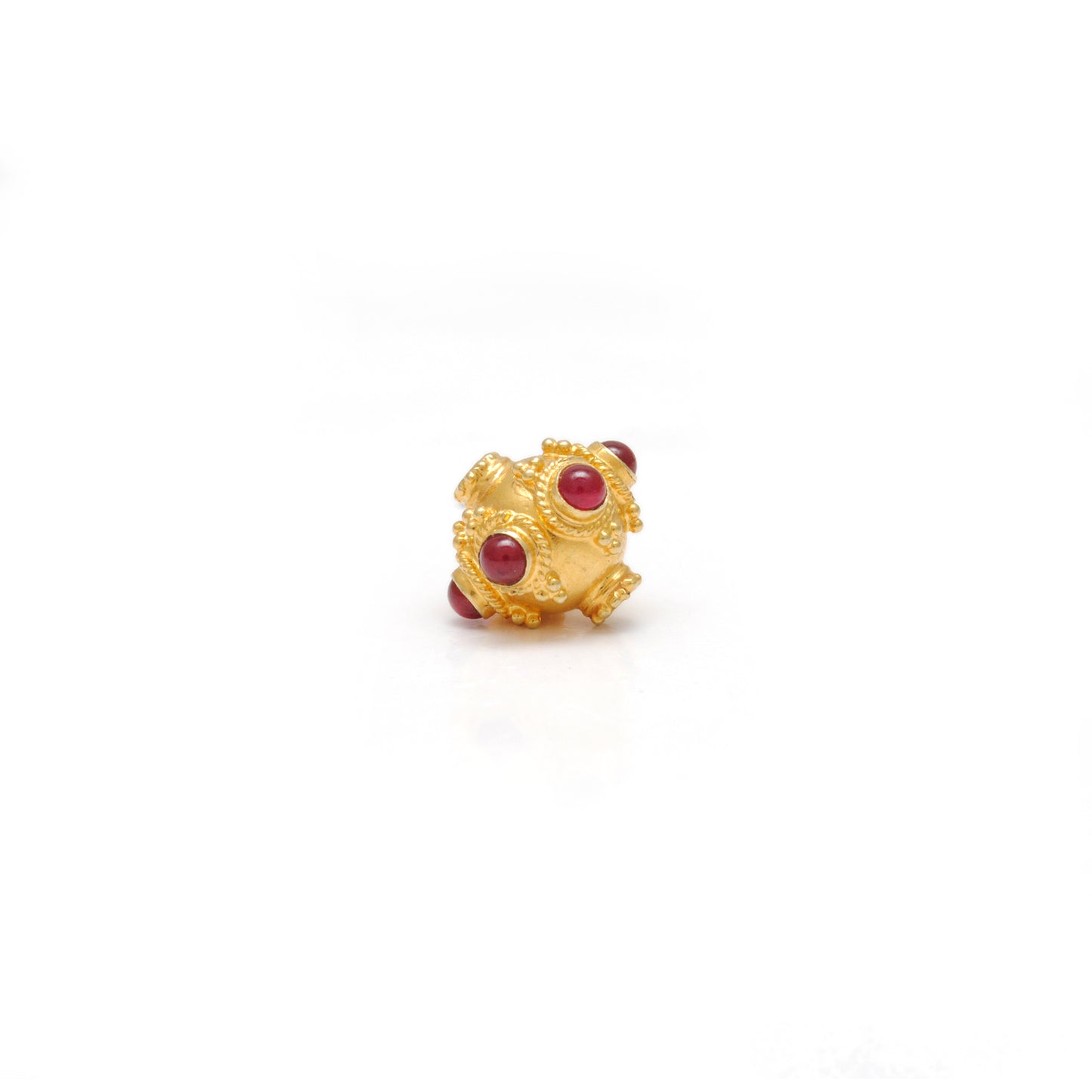18 Karat Gold Rondelle Ruby Stone Spacer Beads Finding