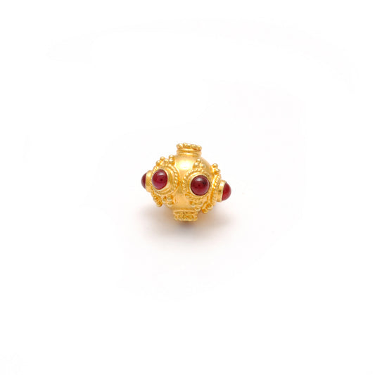 18 Karat Gold Rondelle Ruby Stone Spacer Beads Finding