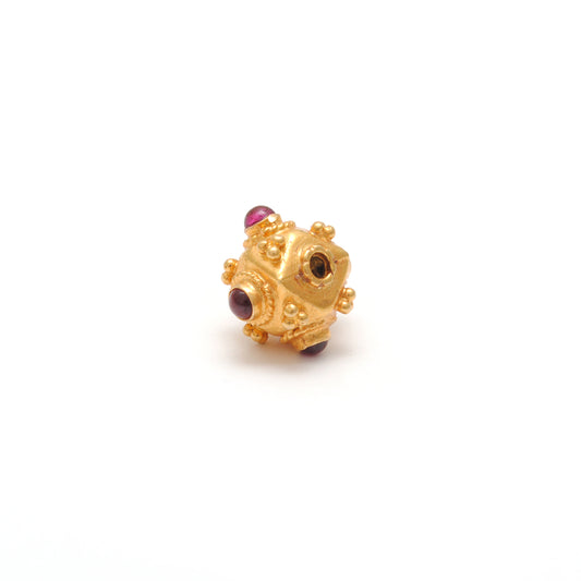 18 Carat Gold Ruby Cube Spacer Beads 7mm