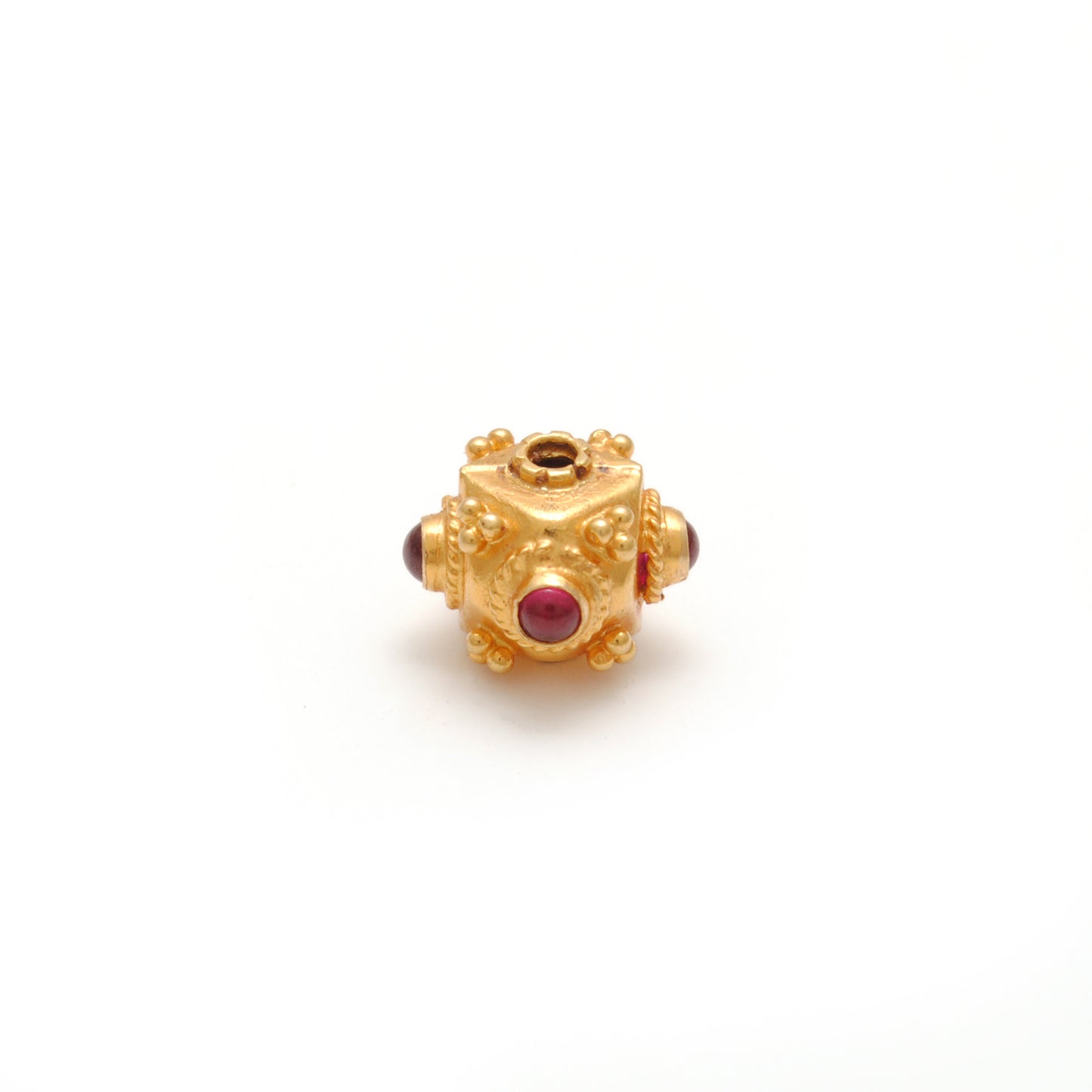 18 Carat Gold Ruby Cube Spacer Beads 7mm