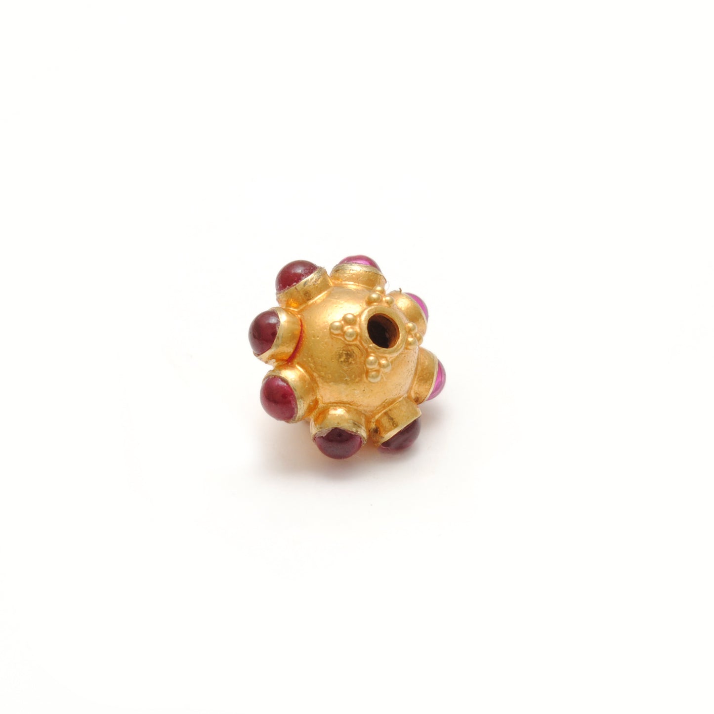 18K Gold Ruby Floral Spacer Beads 11x8mm