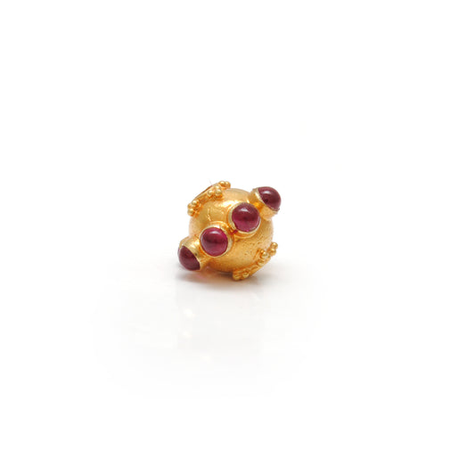 18K Gold Ruby Floral Spacer Beads 11x8mm