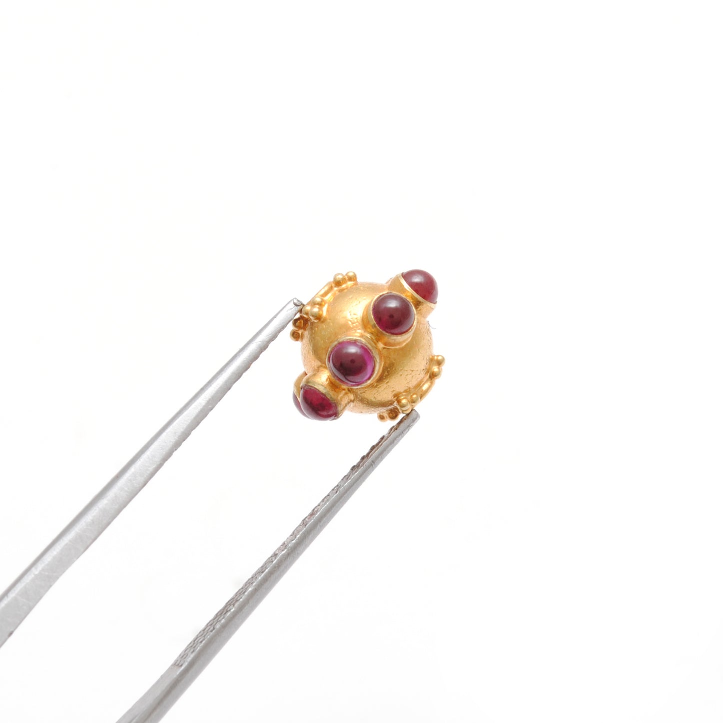 18K Gold Ruby Floral Spacer Beads 11x8mm