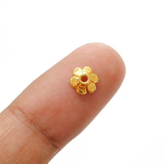 7mm 18K Gold  Floral Cap Spacer Bead Cap Finding for Elegant Jewelry Designs - view 3