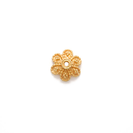 18KT Gold Fancy Floral Bead Cap Spacer Finding for Elegant Jewelry Designs