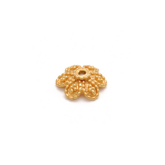 18KT Gold Fancy Floral Bead Cap Spacer Finding for Elegant Jewelry Designs - view 3