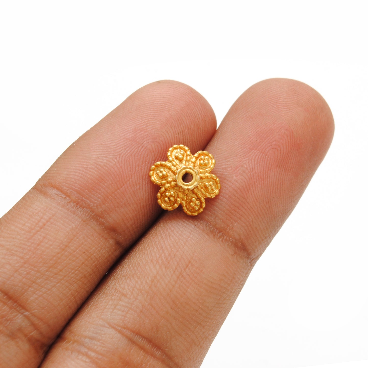 18KT Gold Fancy Floral Bead Cap Spacer Finding for Elegant Jewelry Designs