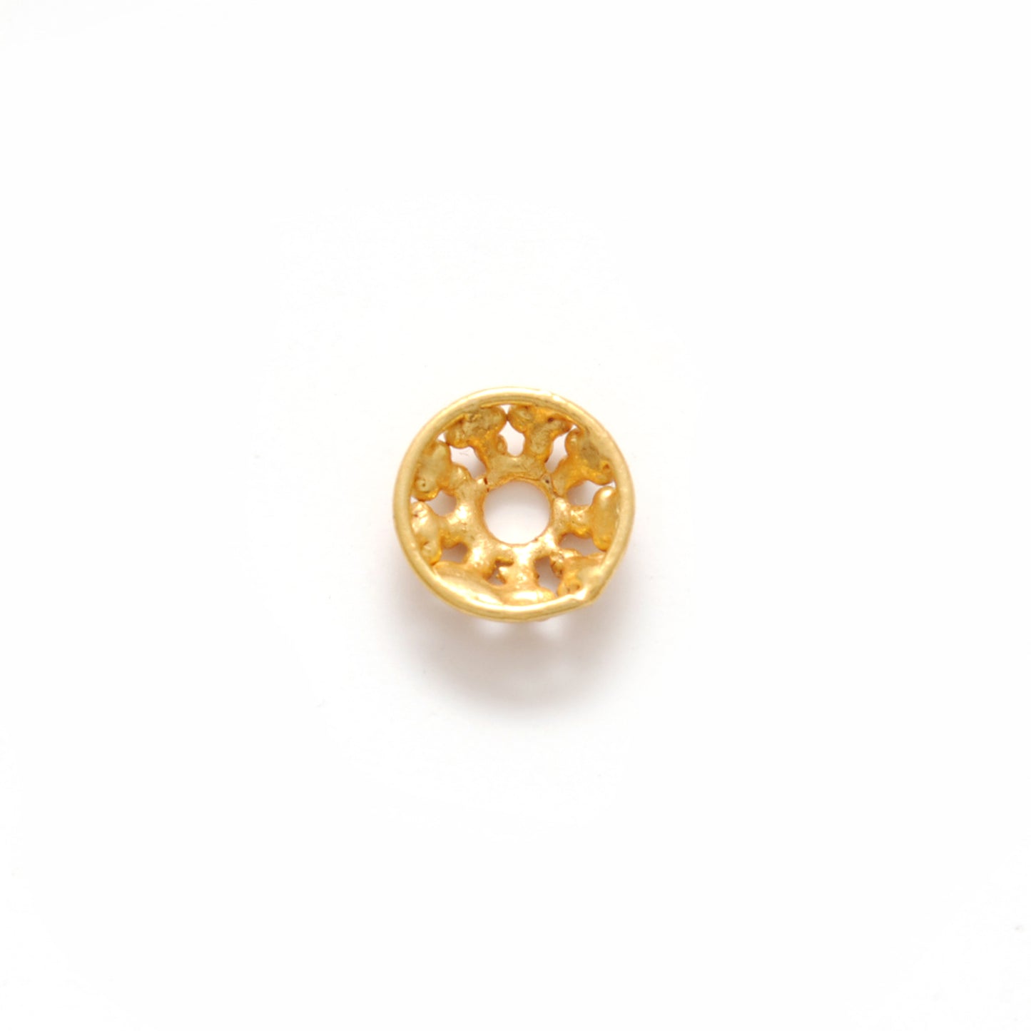 18KT Yellow Gold-Plated Fancy Round Bead Cap Findings 6MM