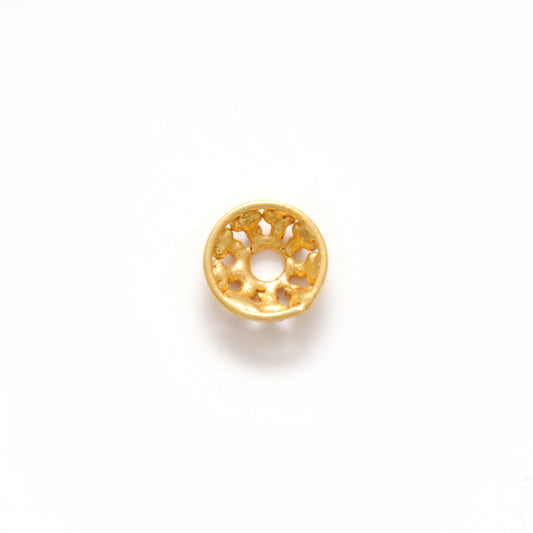 18KT Yellow Gold-Plated Fancy Round Bead Cap Findings 6MM - view 3