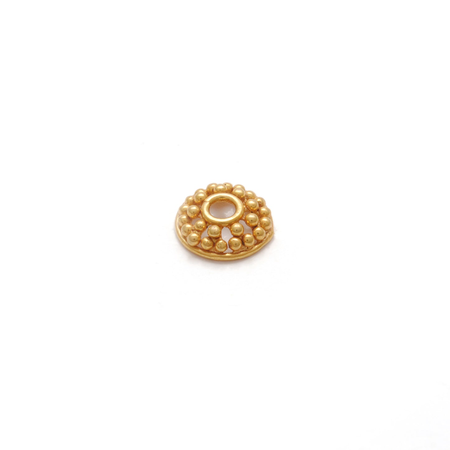 18KT Yellow Gold-Plated Fancy Round Bead Cap Findings 6MM