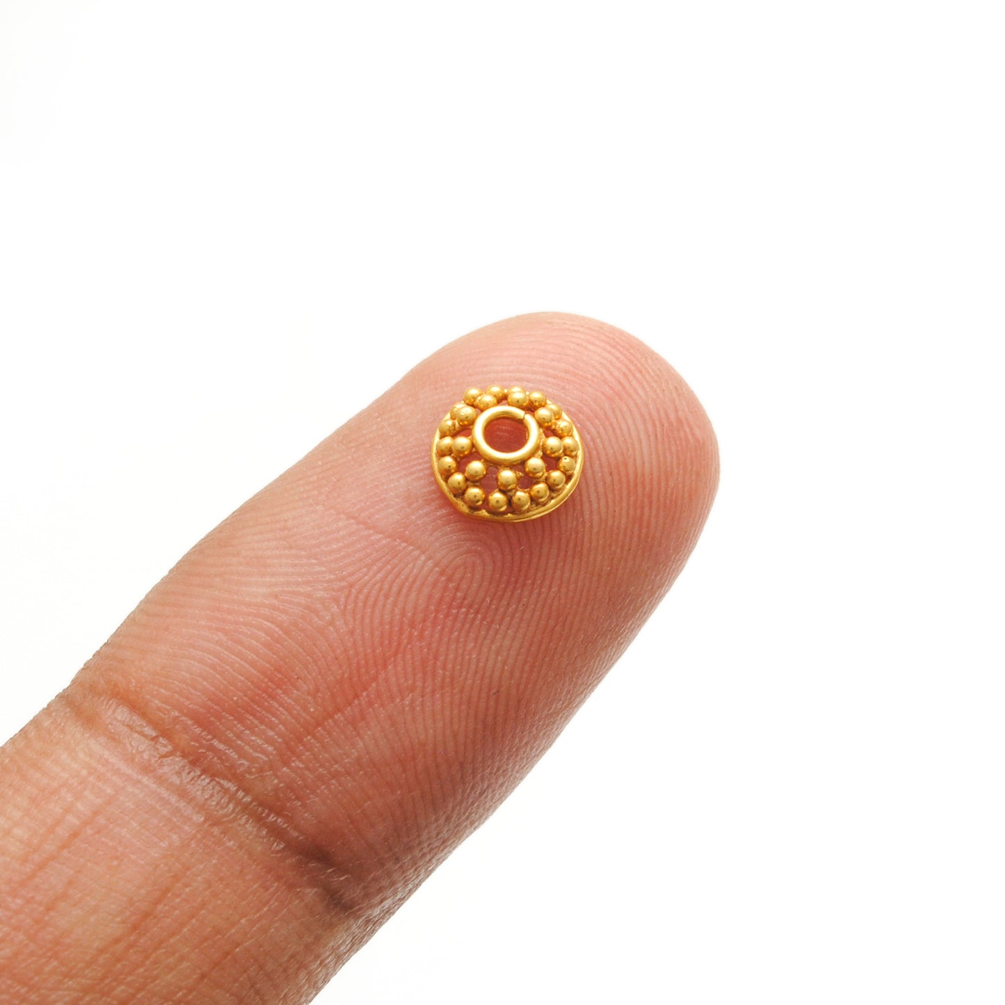 18KT Yellow Gold-Plated Fancy Round Bead Cap Findings 6MM