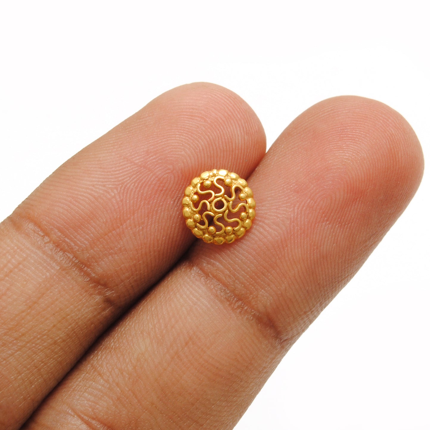 Solid 18K Yellow Gold-Plated Bead Cap for Jewelry Making Supplies