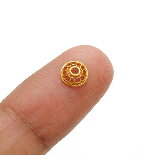 18 Karat Yellow Gold-Plated Flower Bead Cap Finding 7mm - view 3