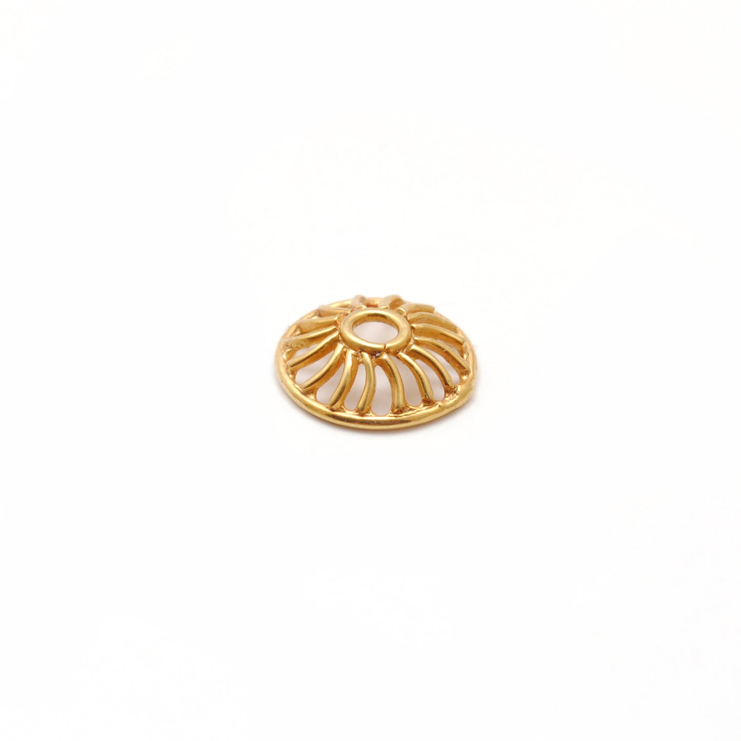 8mm 18K Gold Wheel Bead Cap Finding Jewelry Components with Unique Wheel Motif
