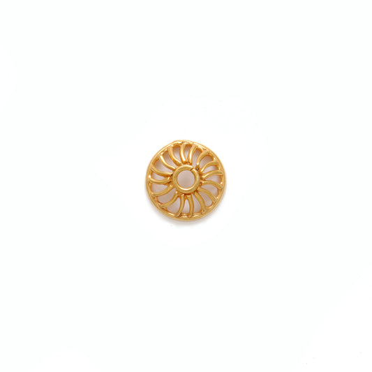 8mm 18K Gold Wheel Bead Cap Finding Jewelry Components with Unique Wheel Motif