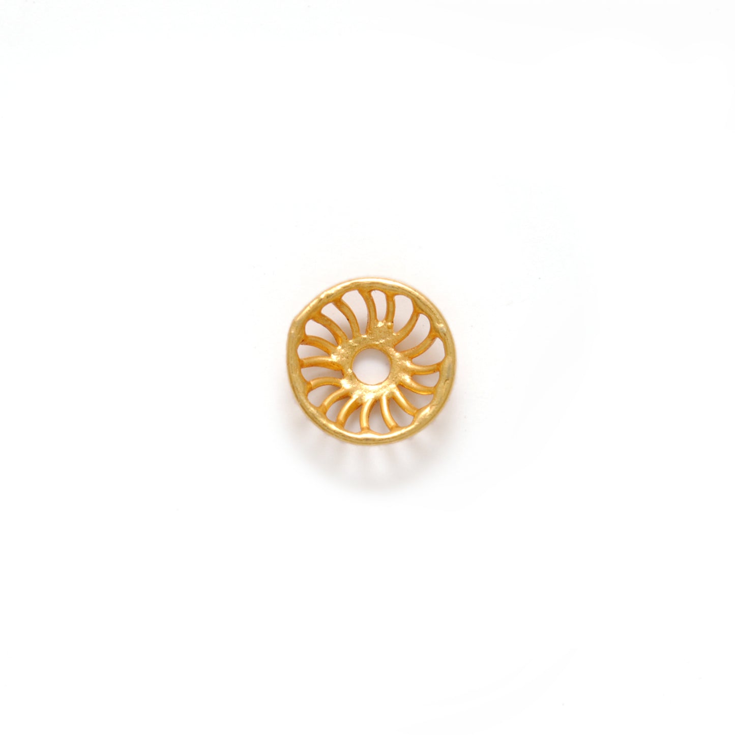 8mm 18K Gold Wheel Bead Cap Finding Jewelry Components with Unique Wheel Motif