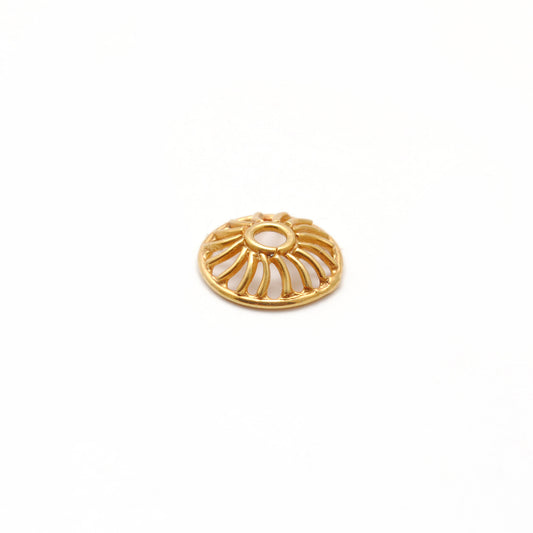 8mm 18K Gold Wheel Bead Cap Finding Jewelry Components with Unique Wheel Motif - view 3