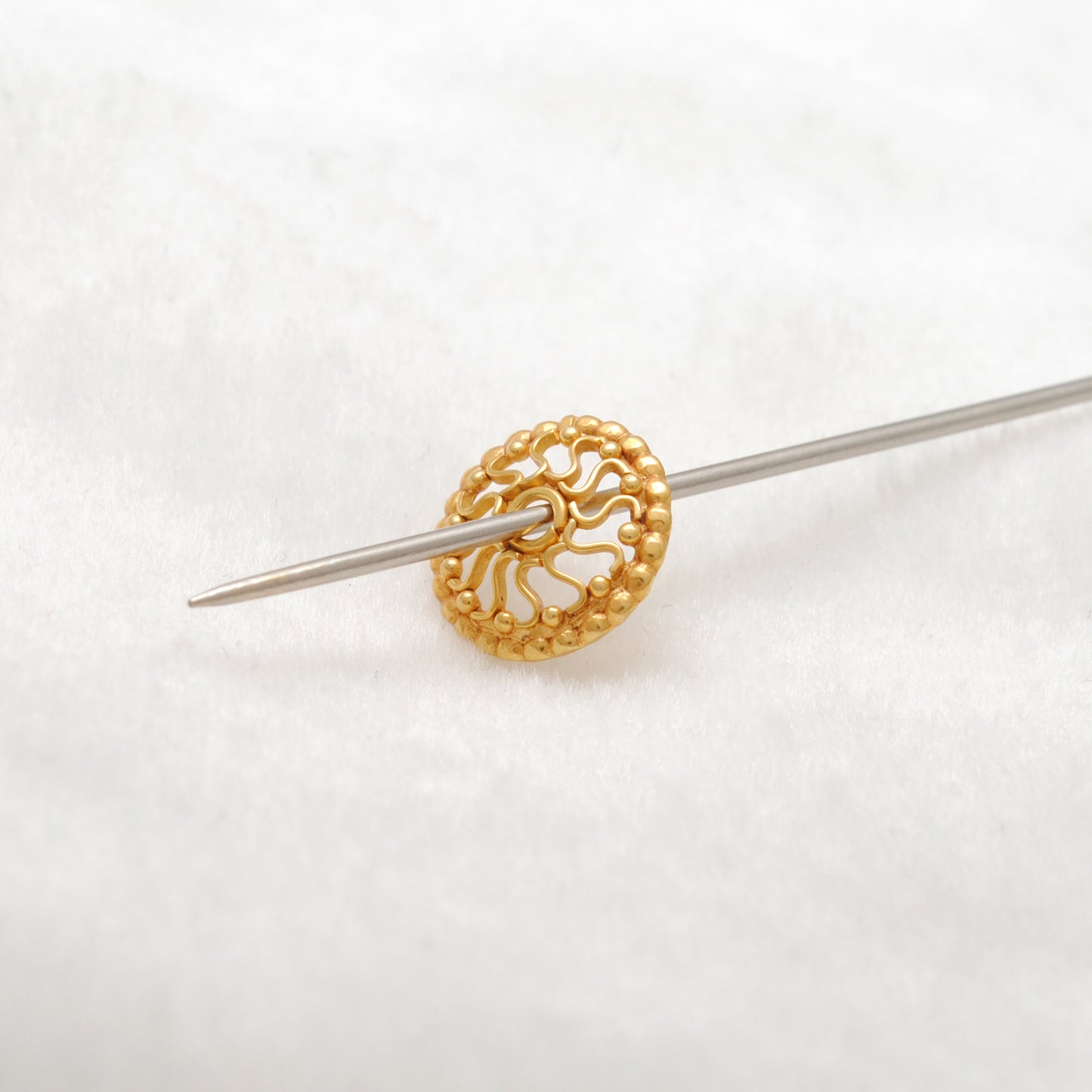 18KT Gold Wheel Spacer Bead Cap For Jewelry with Unique Wheel Motif