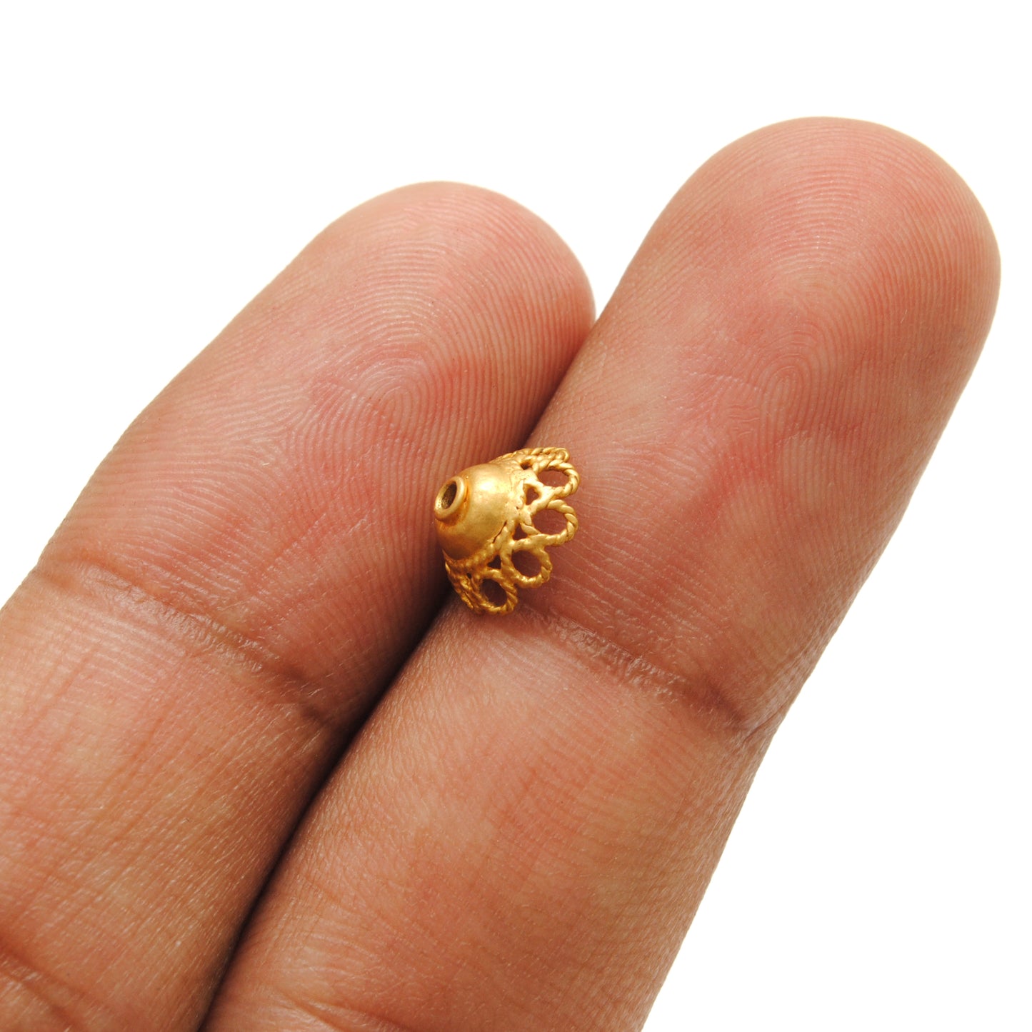18 Carat Yellow Gold-Plated Round spacer Bead Cap Findings Findings 8mm