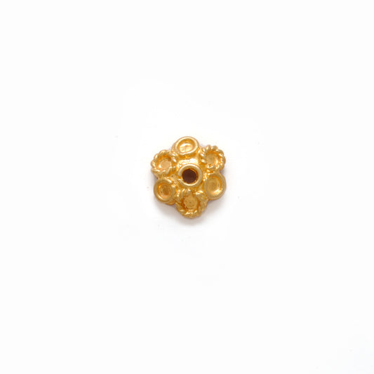 18 Karat Solid Yellow Gold-Plated Plain Bead Cap Supplies 6mm