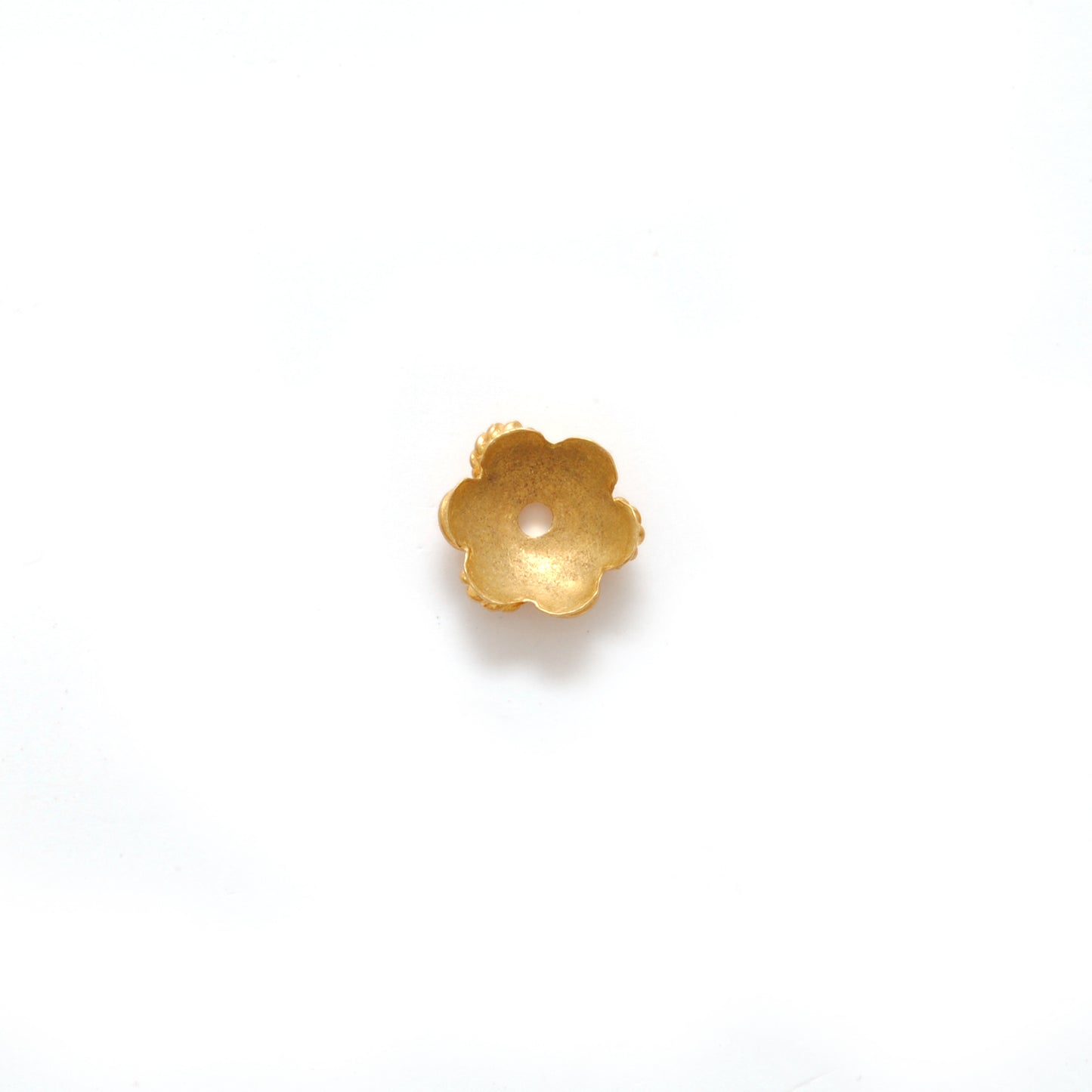 18 Karat Solid Yellow Gold-Plated Plain Bead Cap Supplies 6mm