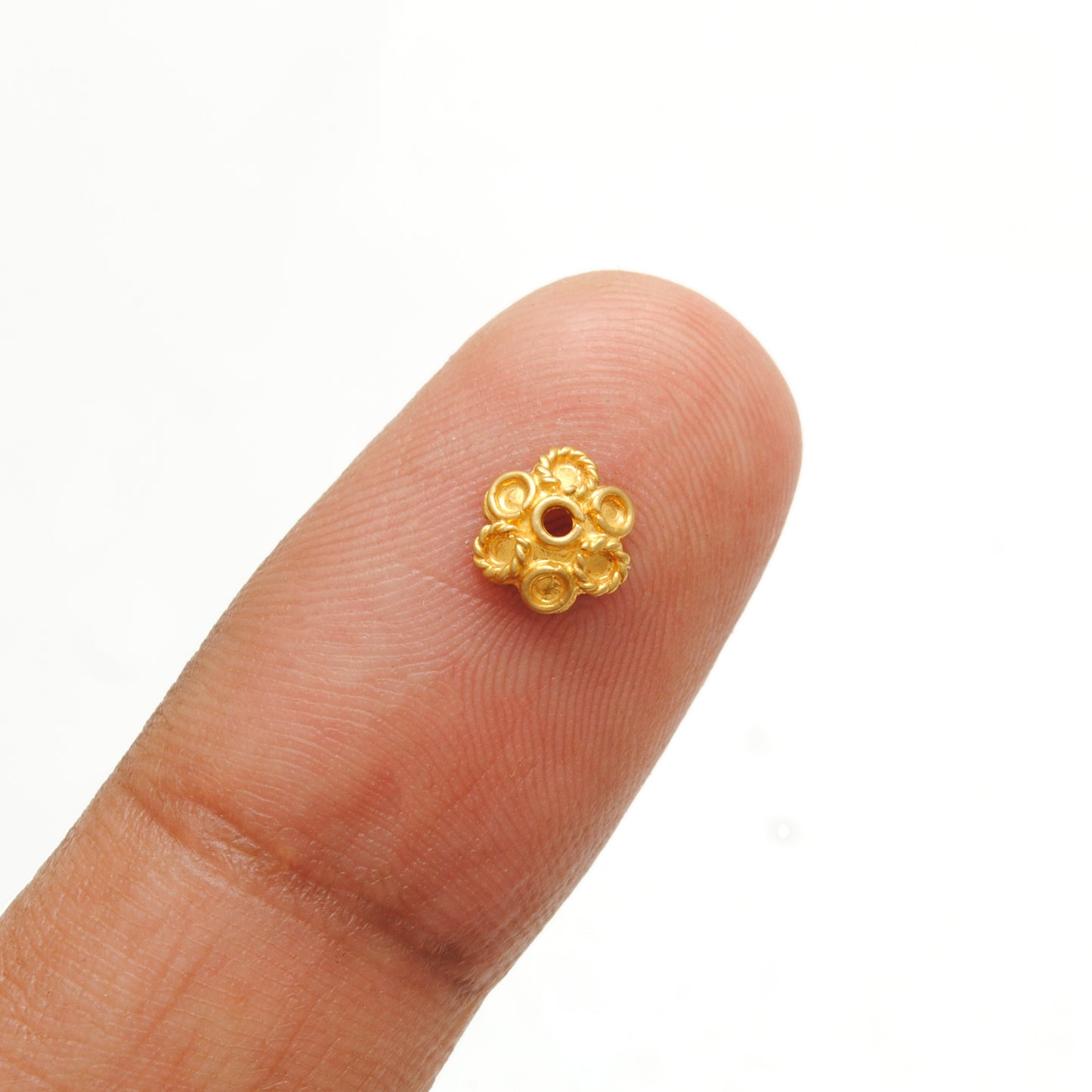 18 Karat Solid Yellow Gold-Plated Plain Bead Cap Supplies 6mm