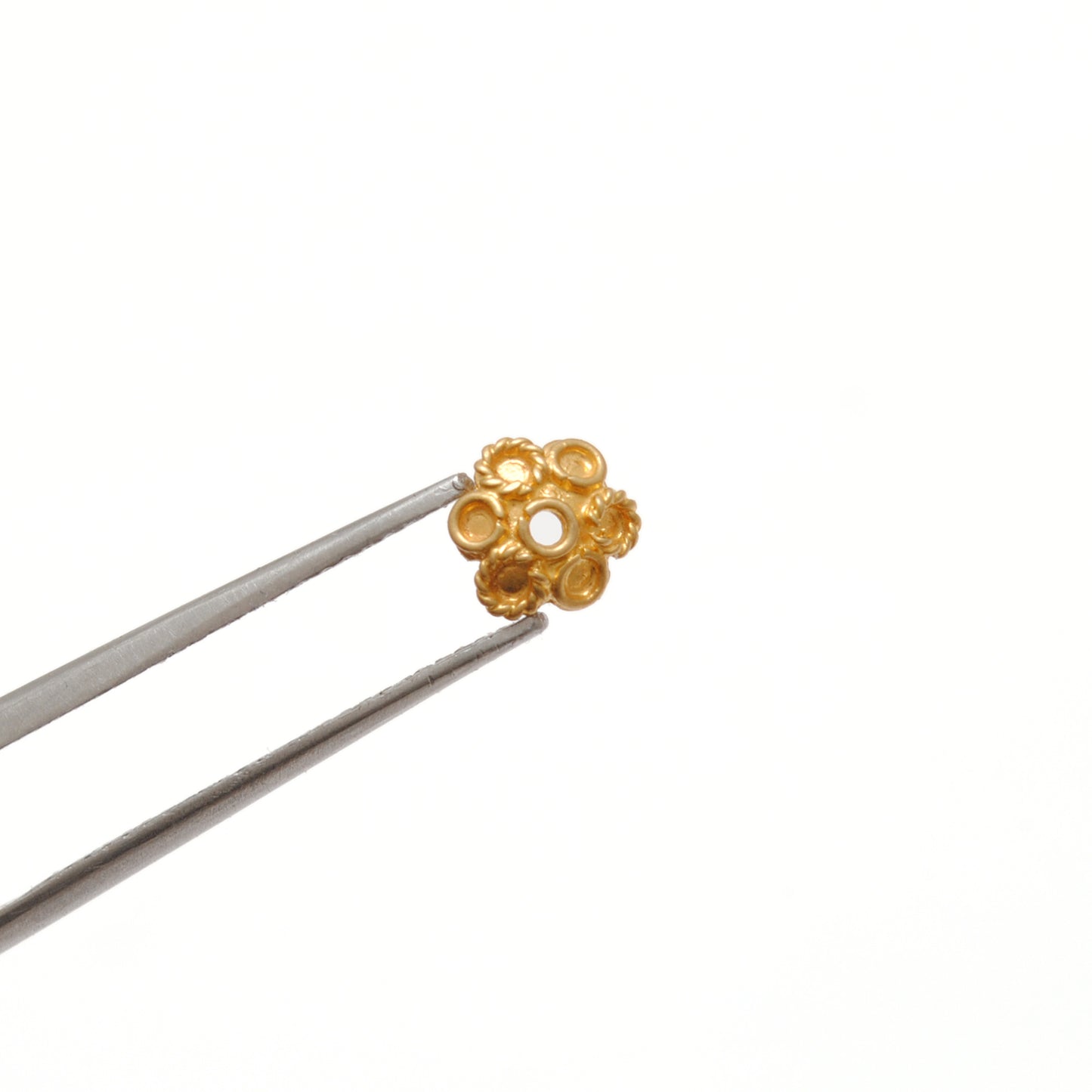 18 Karat Solid Yellow Gold-Plated Plain Bead Cap Supplies 6mm