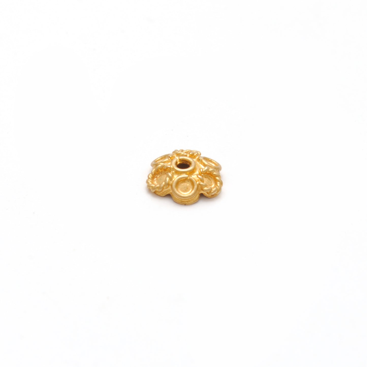 18 Karat Solid Yellow Gold-Plated Plain Bead Cap Supplies 6mm