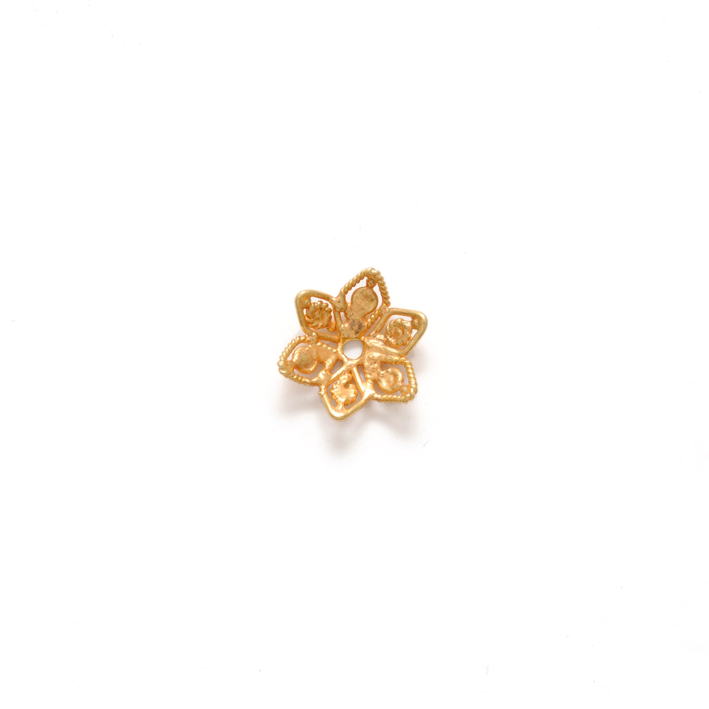 18K Yellow Gold-Plated Filigree Star Bead Cap Jewelry Finding 11mm