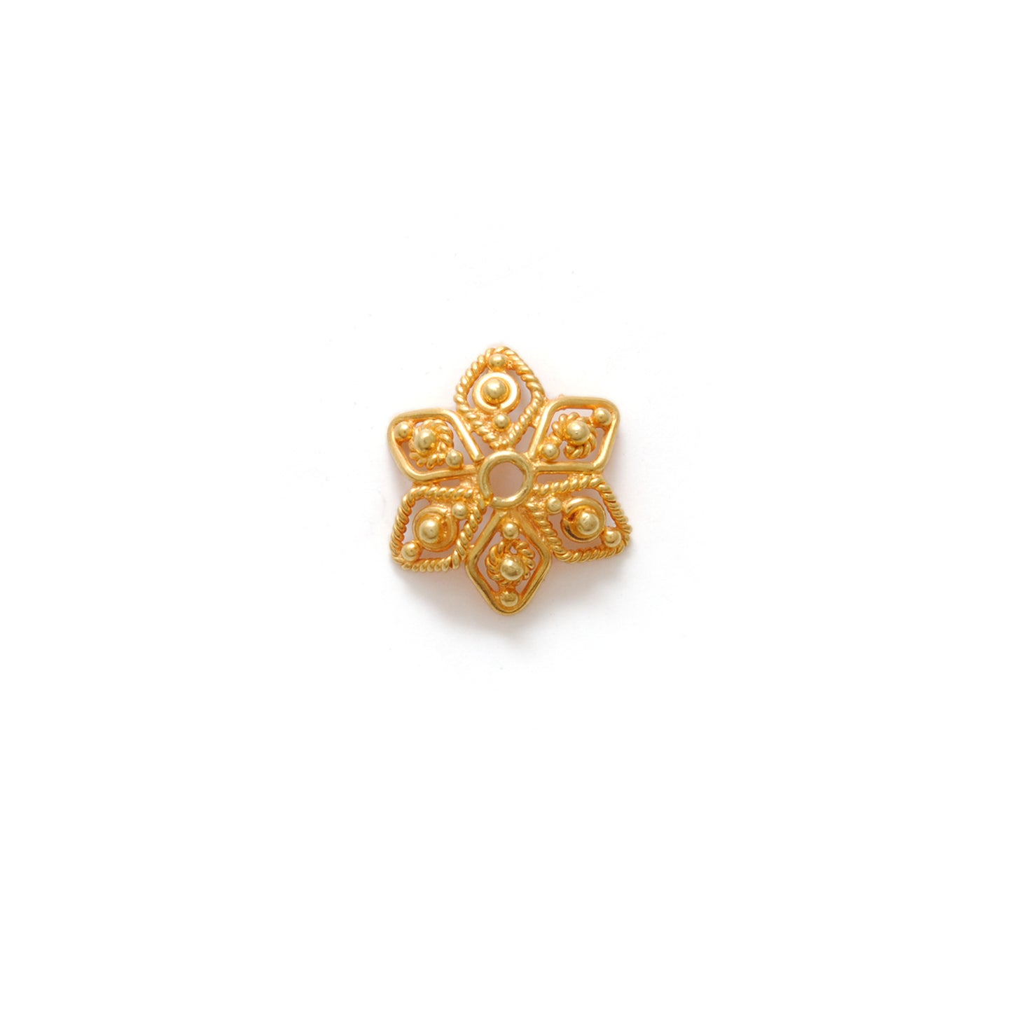 18K Yellow Gold-Plated Filigree Star Bead Cap Jewelry Finding 11mm