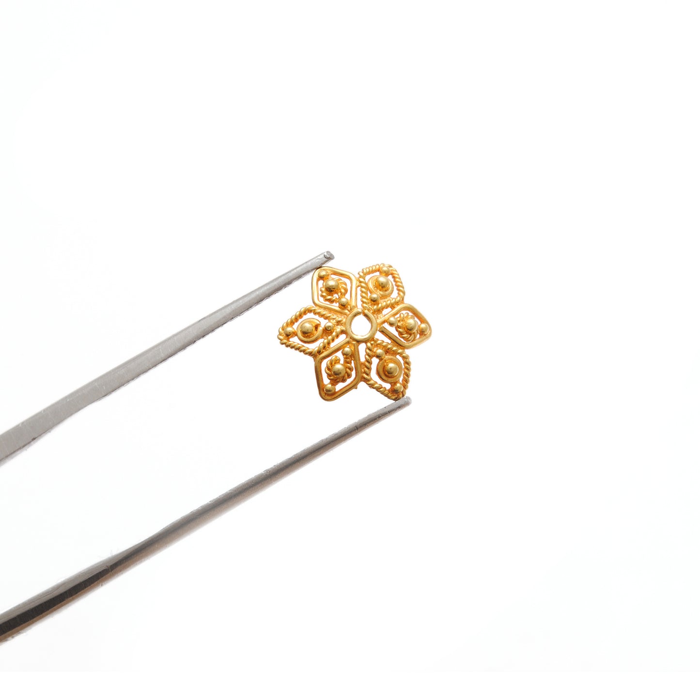 18K Yellow Gold-Plated Filigree Star Bead Cap Jewelry Finding 11mm