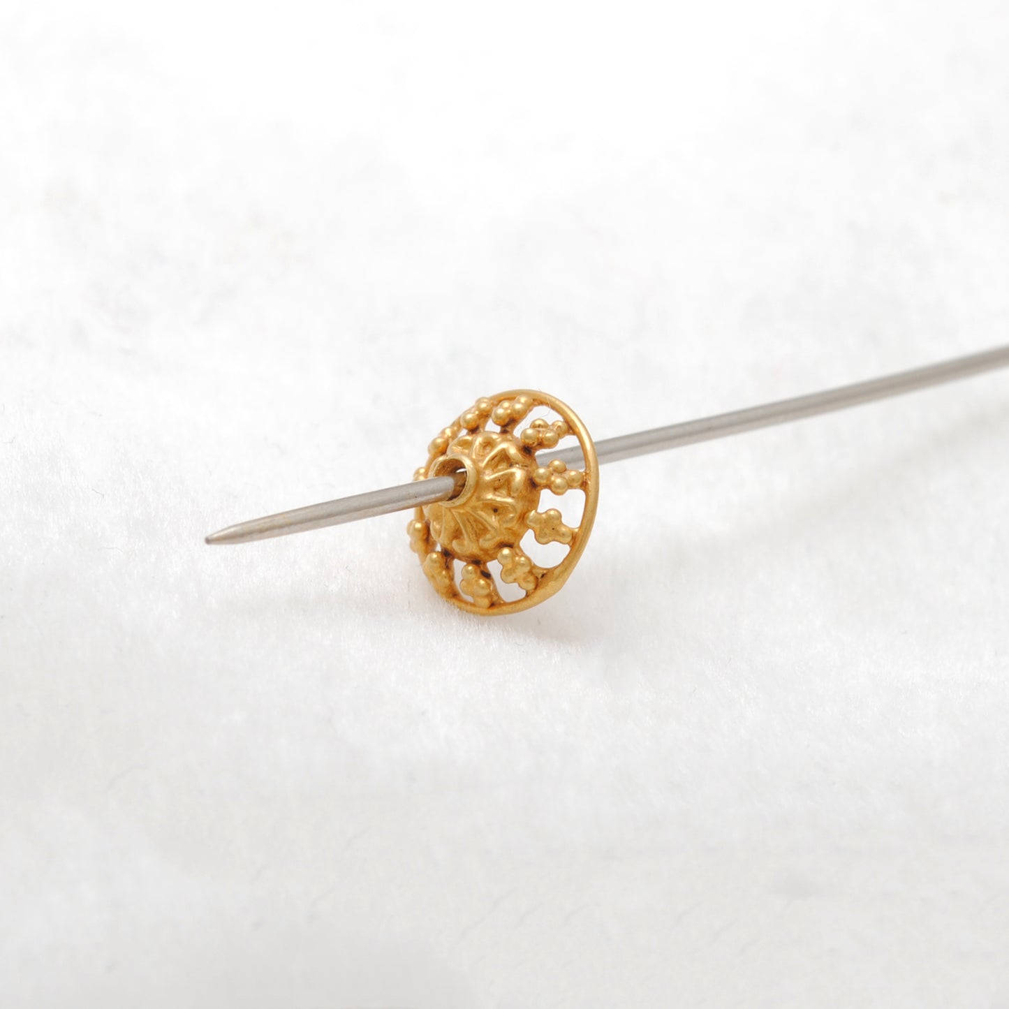 18KT Yellow Gold-Plated Round Bead Cap Findings For Jewelry 10mm