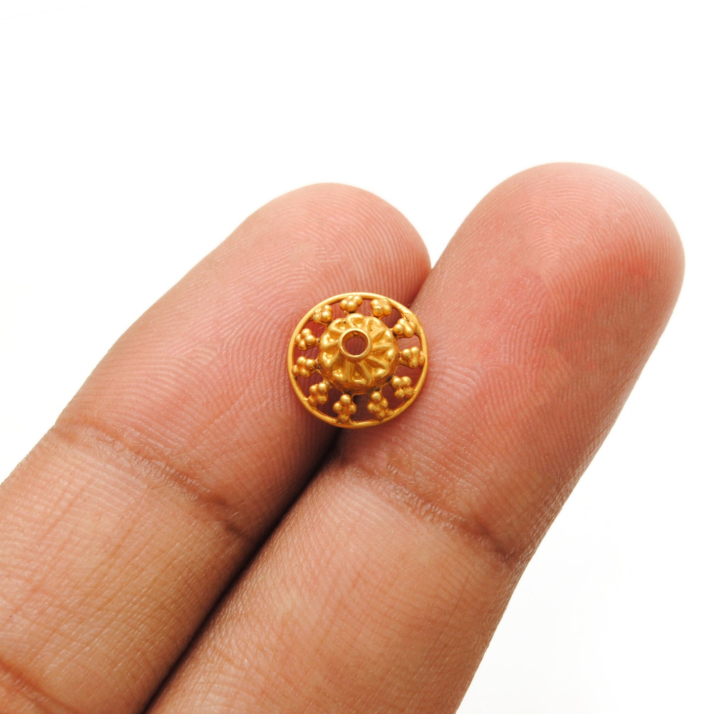 18KT Yellow Gold-Plated Round Bead Cap Findings For Jewelry 10mm