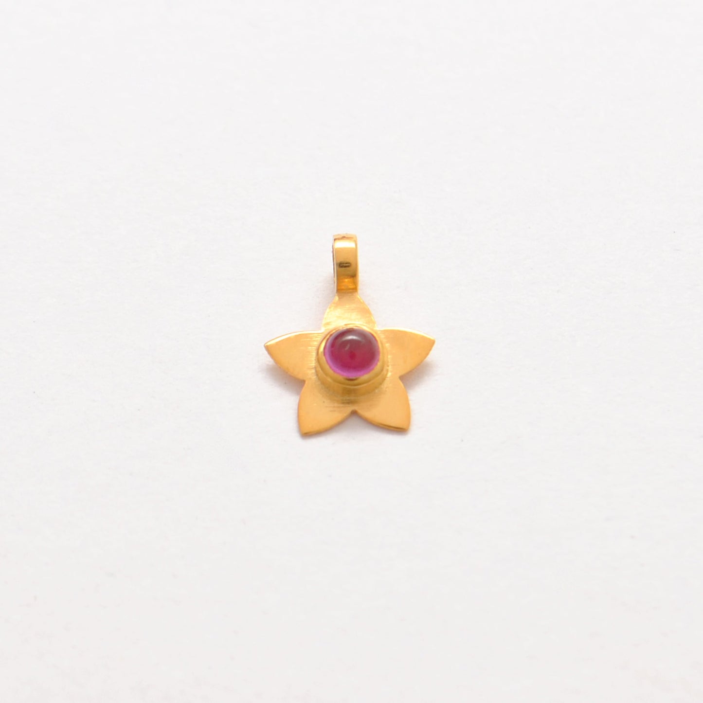 18k Solid Yellow Gold Studded Stone Star Charm 8mm - Sar Gems