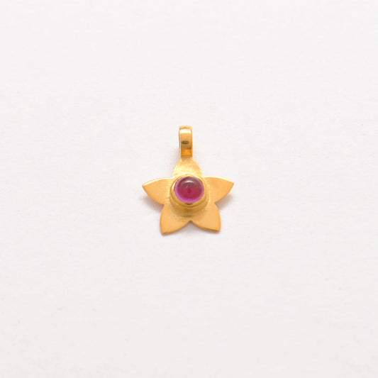 18k Solid Yellow Gold Studded Stone Star Charm 8mm - Sar Gems