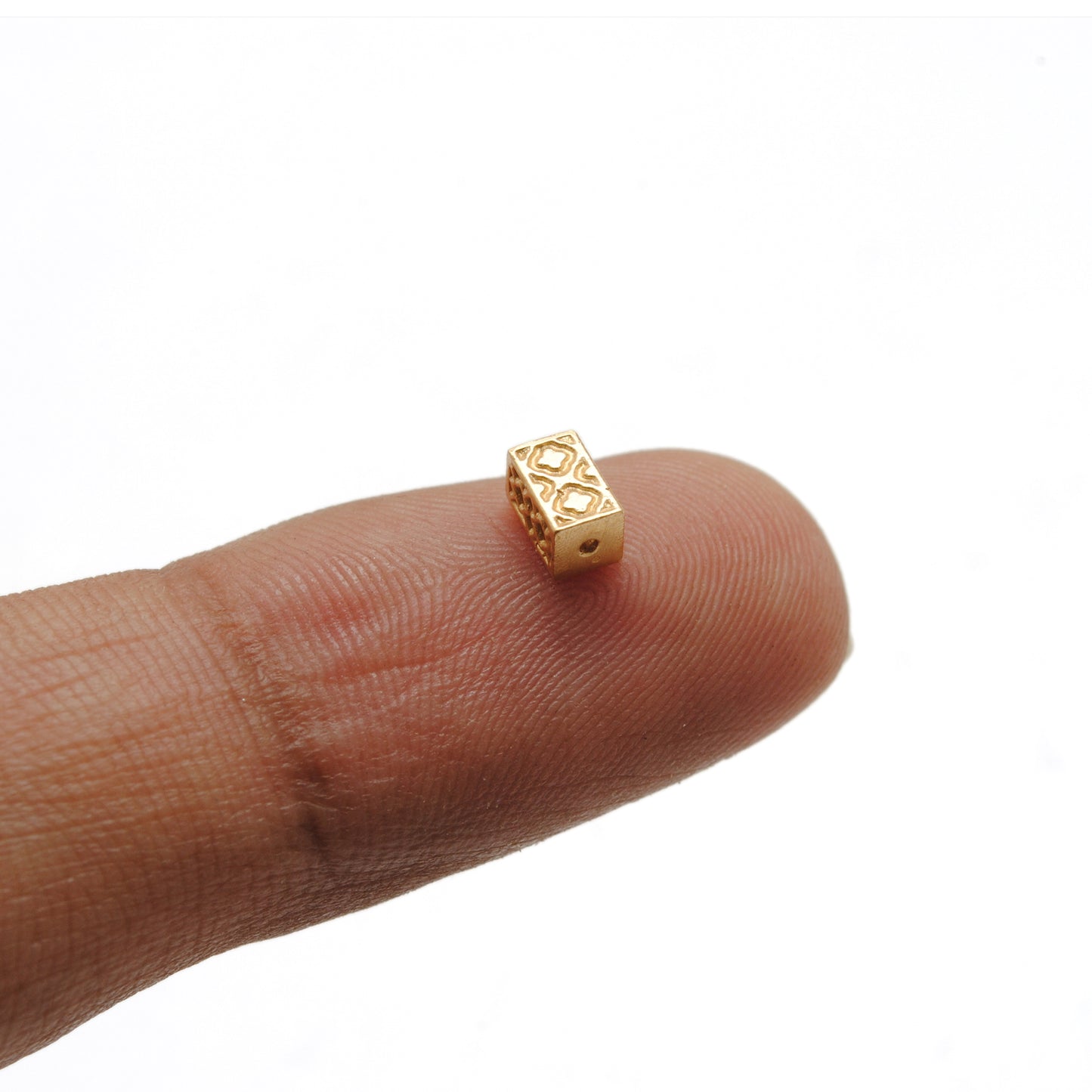 18K Solid Yellow Gold Fancy Rectangle Beads 3x5mm