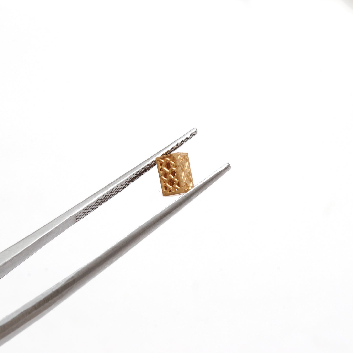 18K Solid Yellow Gold Fancy Rectangle Beads 3x5mm