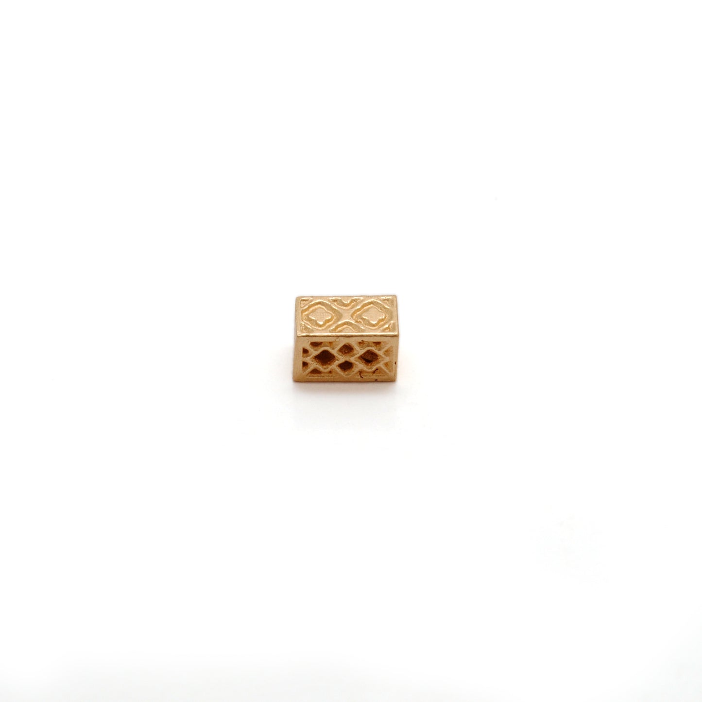 18K Solid Yellow Gold Fancy Rectangle Beads 3x5mm