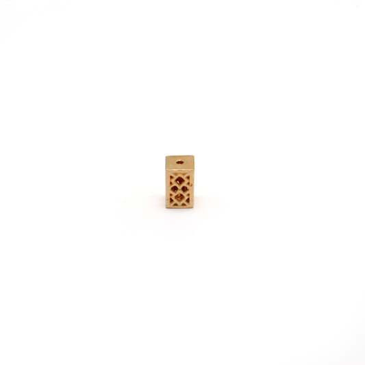 18K Solid Yellow Gold Fancy Rectangle Beads 3x5mm - view 3