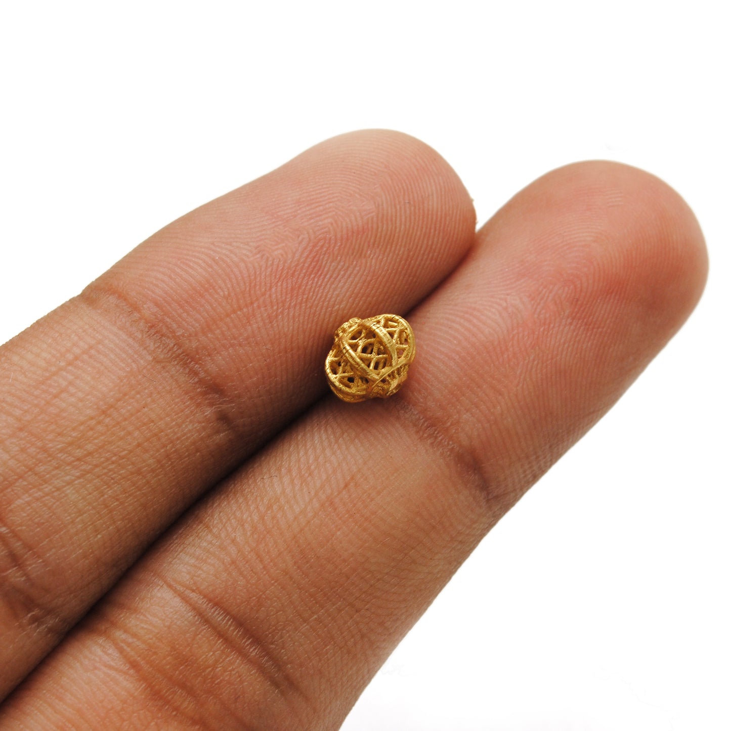 18KT Solid Yellow Gold Floral Gold Spacer Bead Components 6x7mm