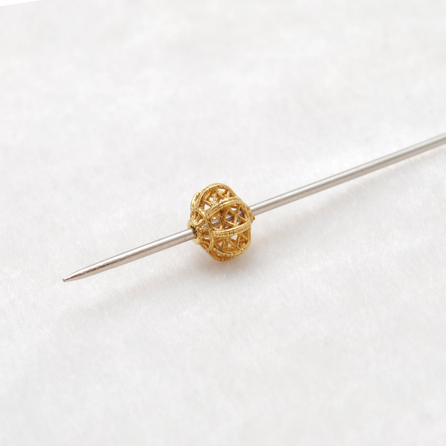 18KT Solid Yellow Gold Floral Gold Spacer Bead Components 6x7mm