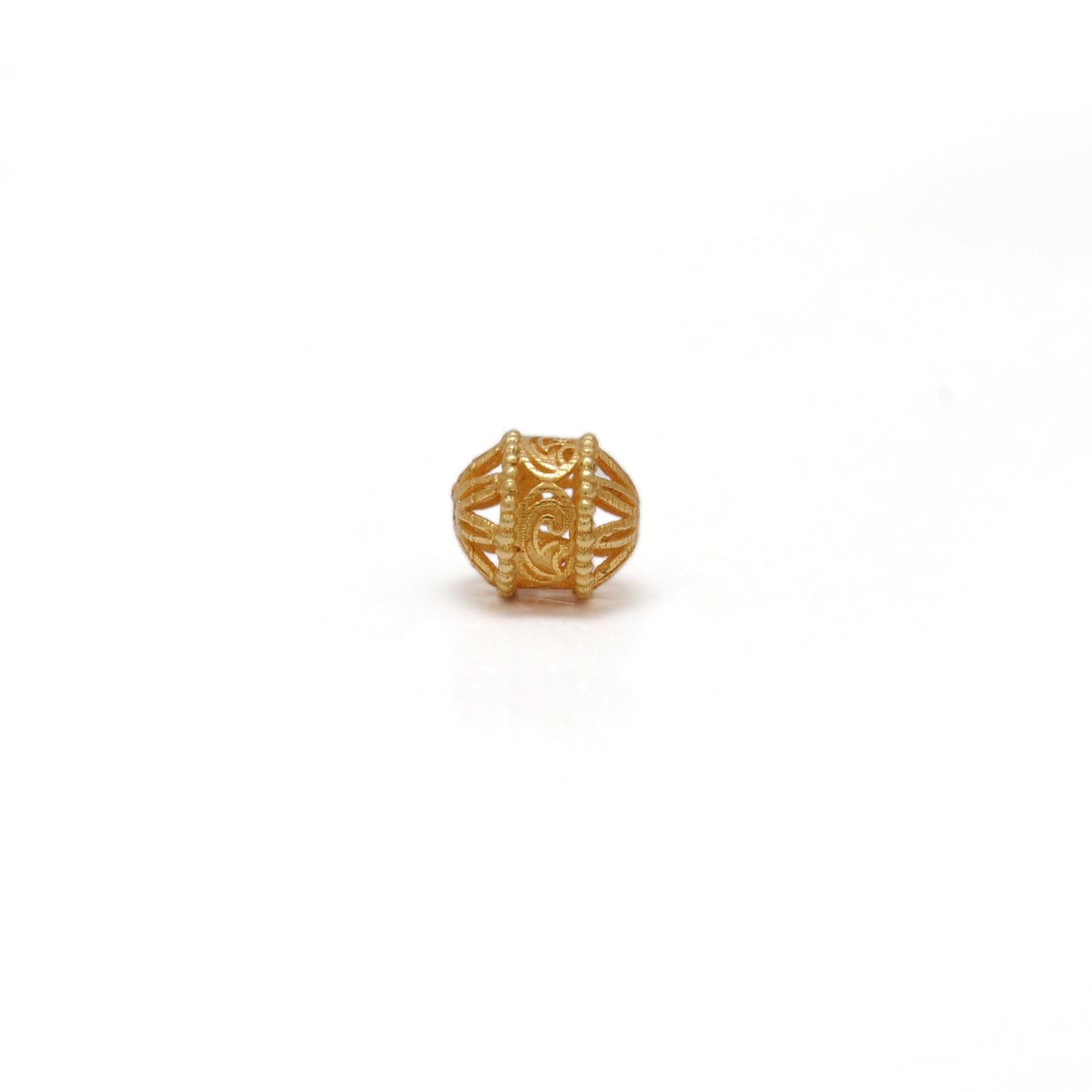 18KT Solid Yellow Gold Fancy Tube Gold Spacer Bead Components 6mm