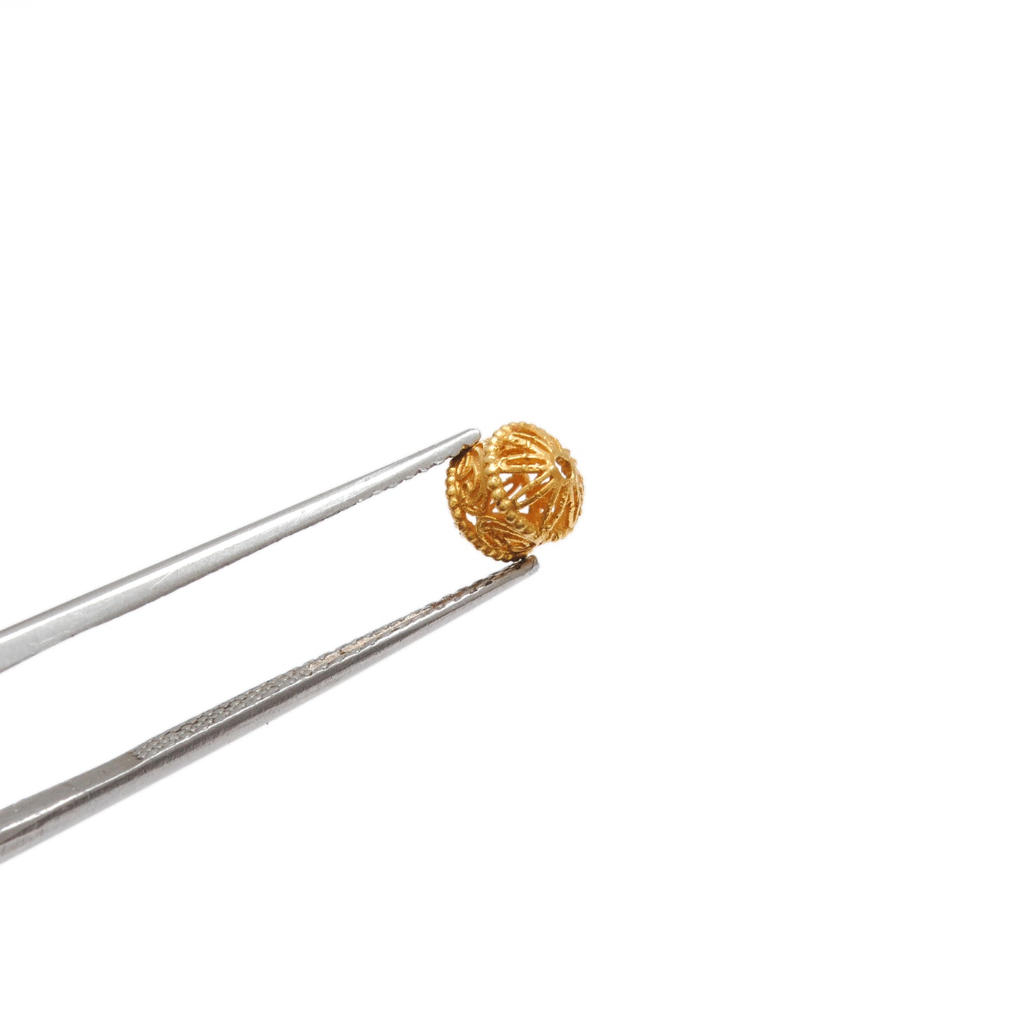 18KT Solid Yellow Gold Fancy Tube Gold Spacer Bead Components 6mm