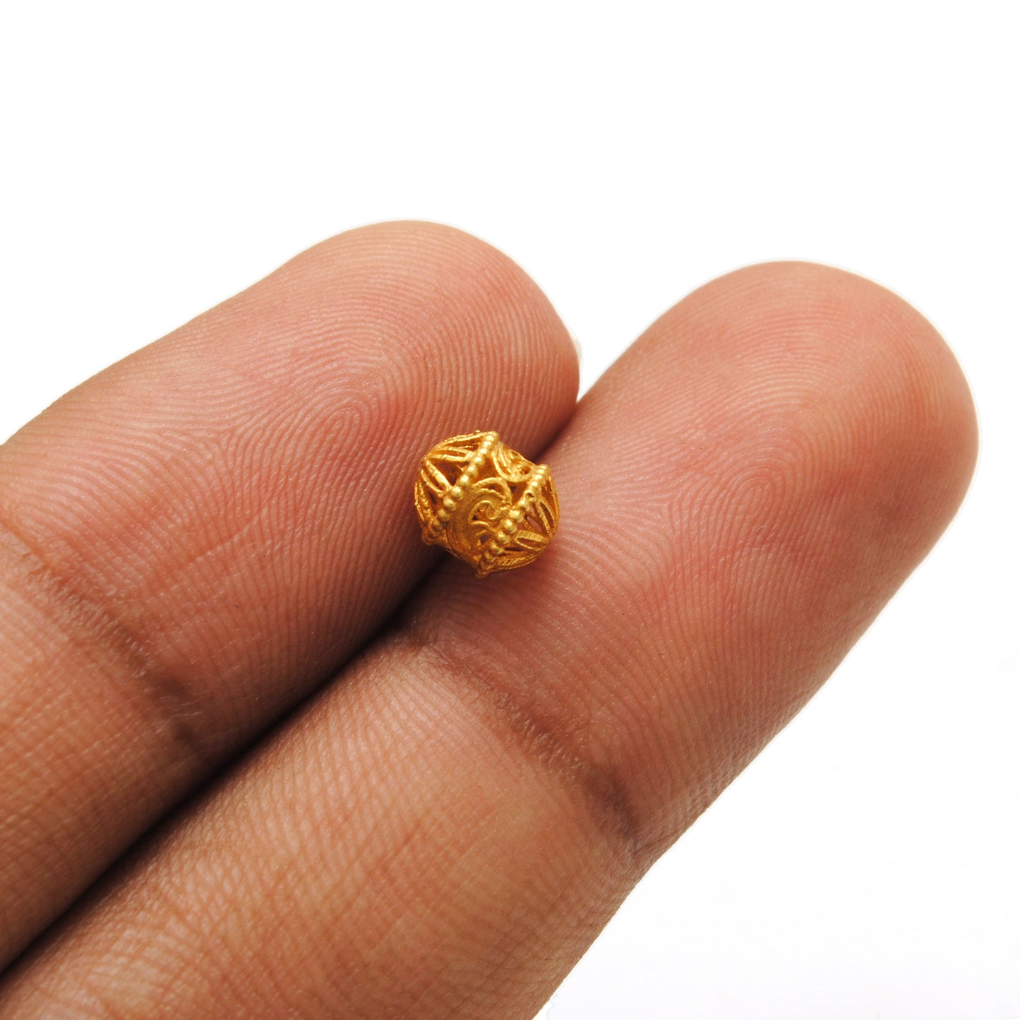 18KT Solid Yellow Gold Fancy Tube Gold Spacer Bead Components 6mm