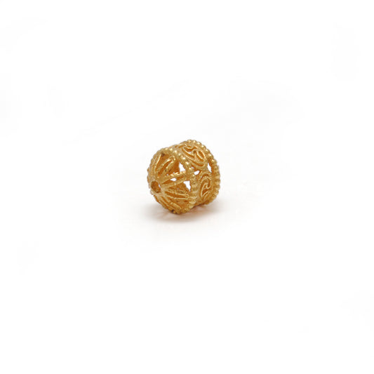 18KT Solid Yellow Gold Fancy Tube Gold Spacer Bead Components 6mm - view 3
