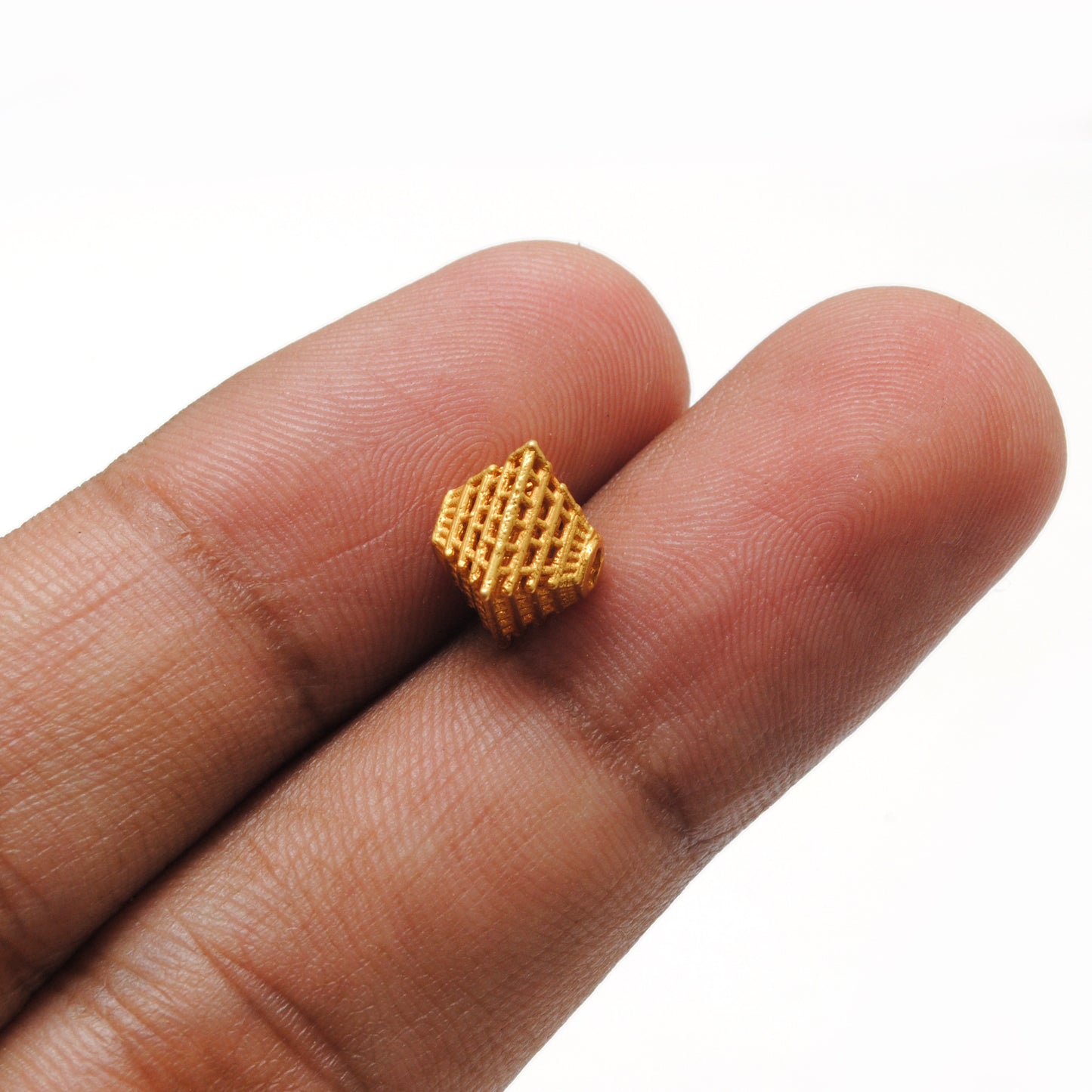 18 Carat Solid Yellow Gold Pyramid Gold Spacer Bead Components 8mm
