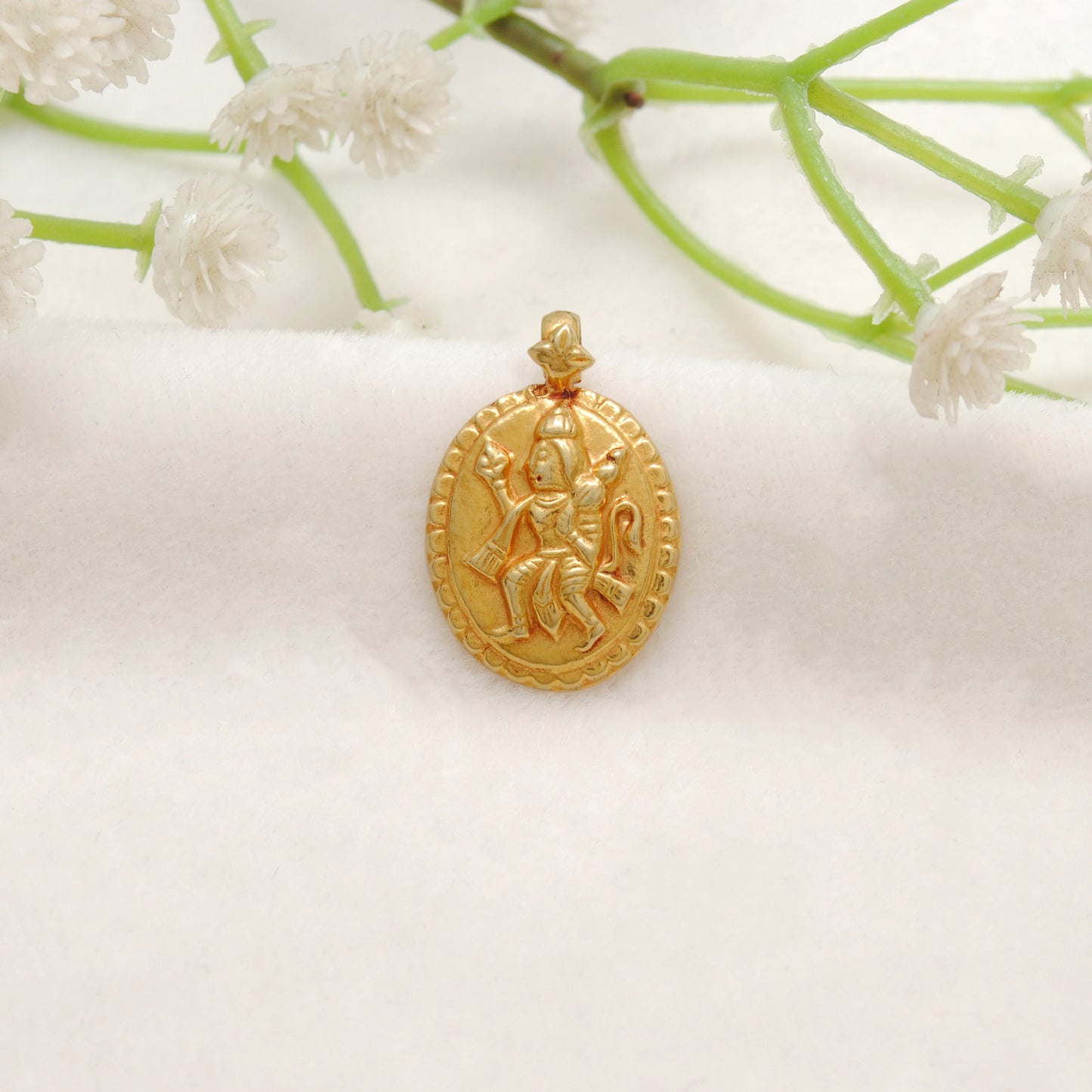 18k Solid Yellow Gold Indian God Hanuman Charm Pendant