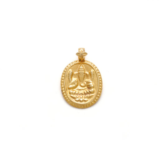 18k Solid Yellow Gold God Ganesha Pendant