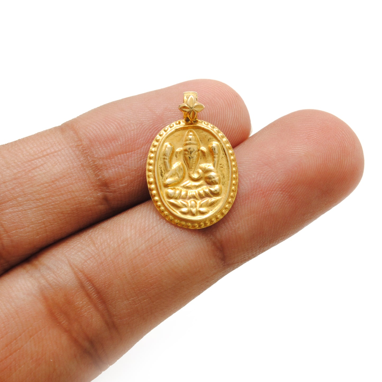 18k Solid Yellow Gold God Ganesha Pendant